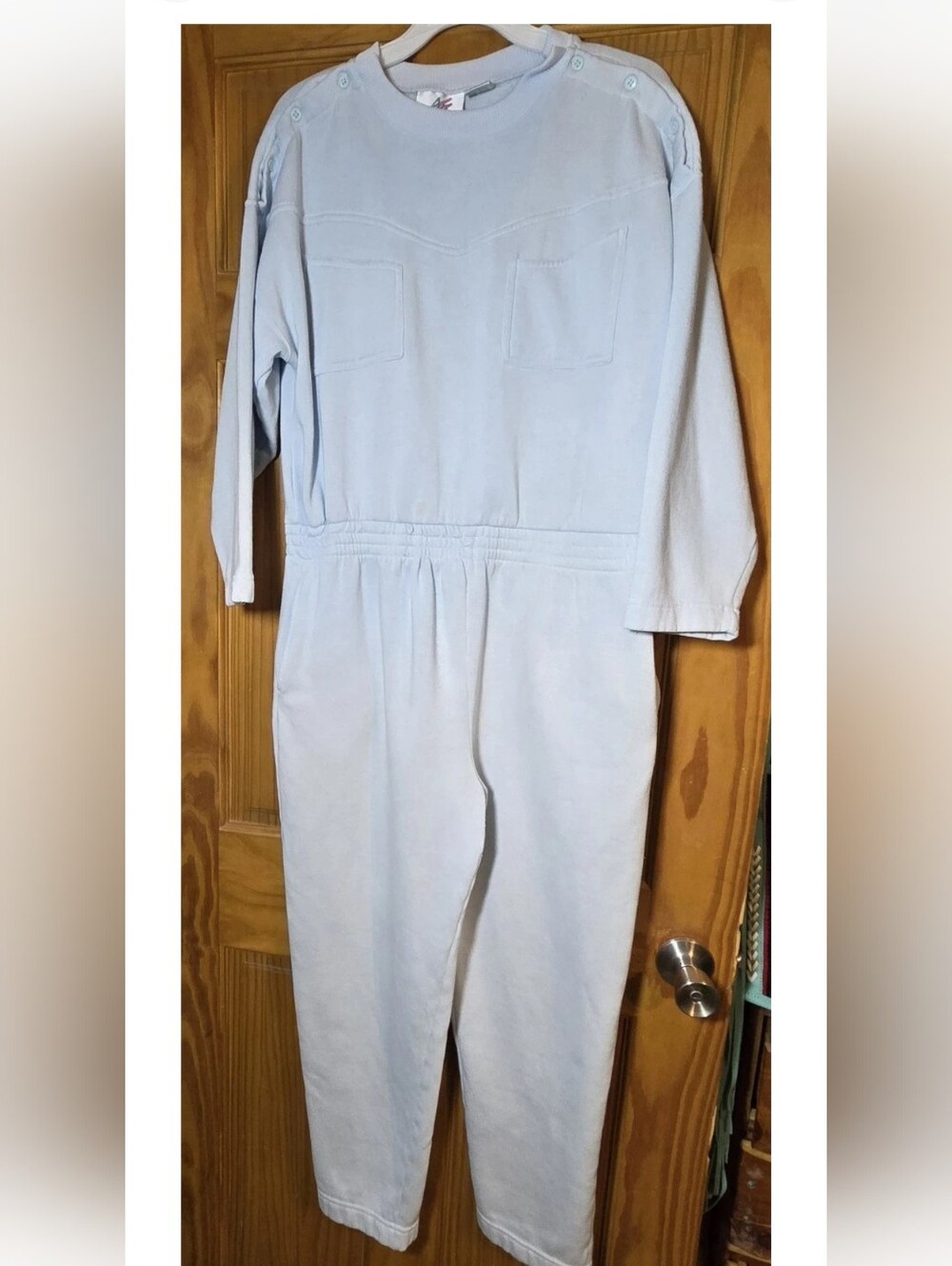Vintage 80s Active Elements Light Blue Fleece Jumpsuit
